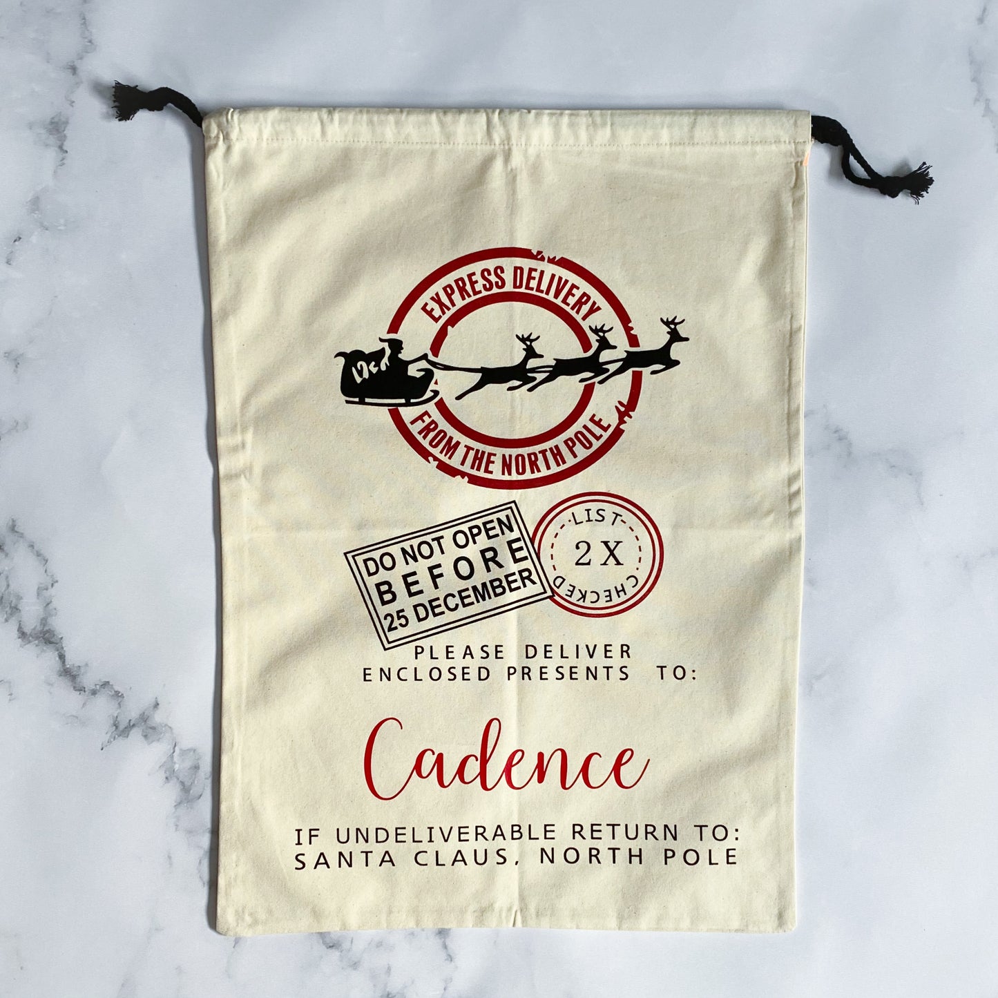 Custom Name Canvas Santa Sacks