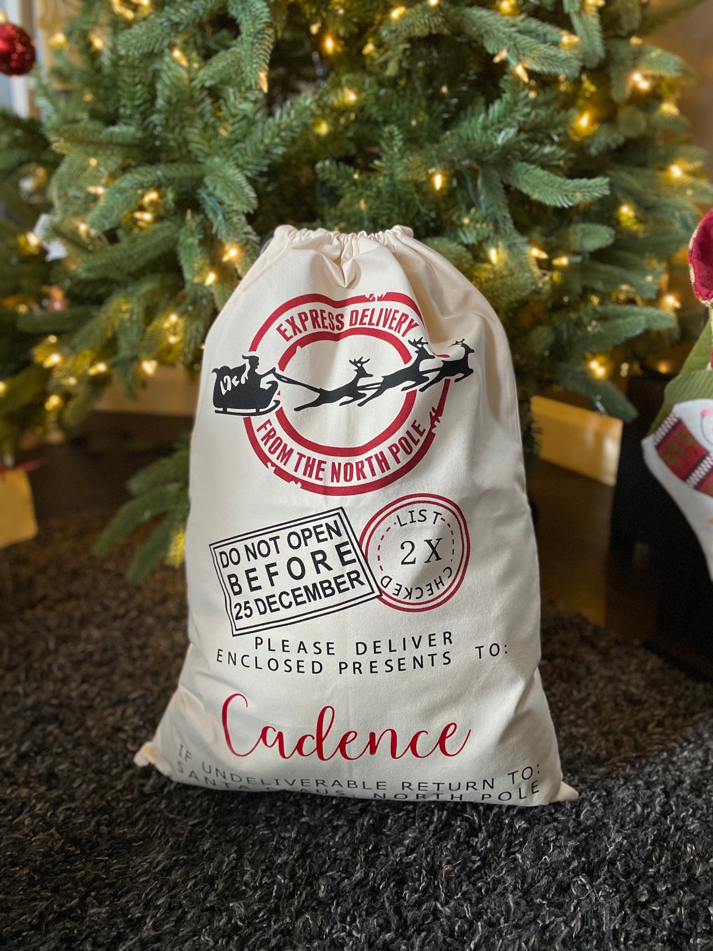 Custom Name Canvas Santa Sacks