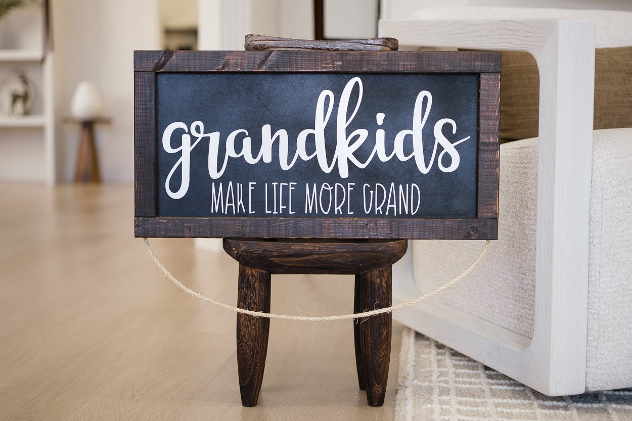Grandkids Wooden Farmhouse Photo Decor