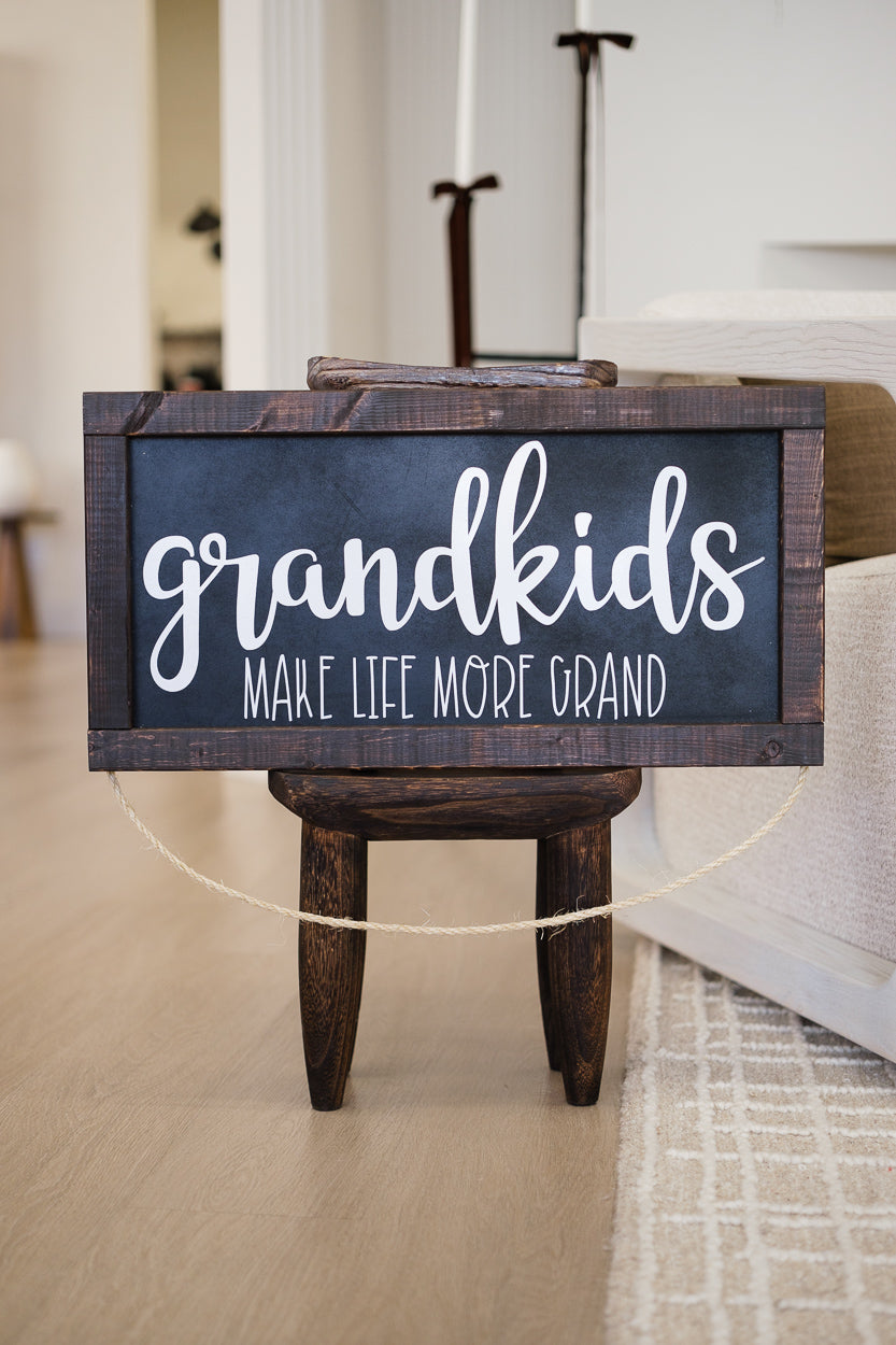 Grandkids Wooden Farmhouse Photo Decor