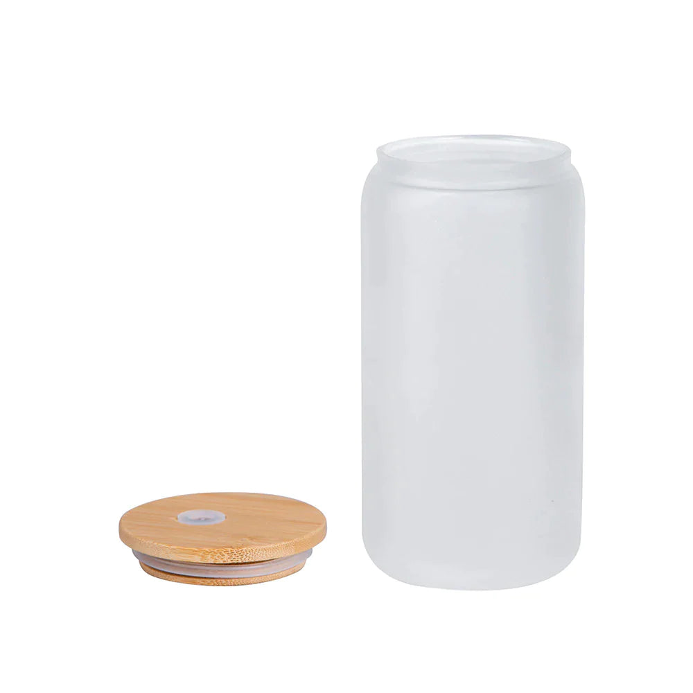 Custom Can Glass 16oz with Bamboo Lid & Straw